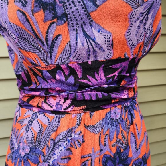 Maeve Anthropologie Macie Maxi Dress Floral Print Red Purple Pockets Sleeveless - Picture 7 of 14